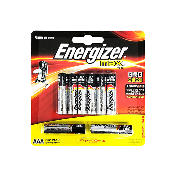 [건전지] 에너자이저 맥스 ENERGIZER MAX AAA사이즈 8개입 E92BP6+2 / 인투피온