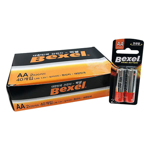 [건전지] 벡셀 BEXEL LR06 AA사이즈 알카라인 포장 40개입 1.5V / 인투피온
