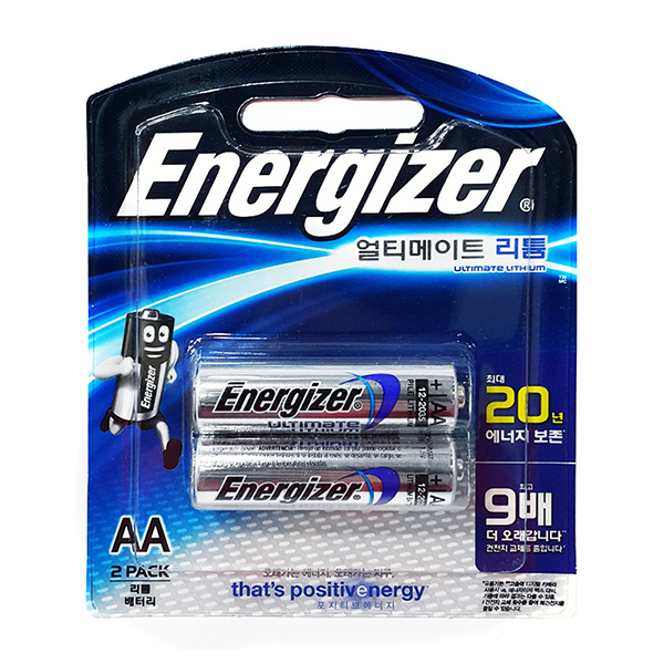 [건전지] 에너자이저 ENERGIZER 얼티메이트리튬 L91BP2 AA사이즈 포장 2개입 1.5V / 인투피온
