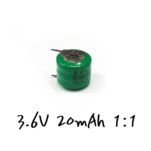 [버튼셀충전지] PLB Ni-MH 3.6V 20mAh 1:1핀타입 / 인투피온