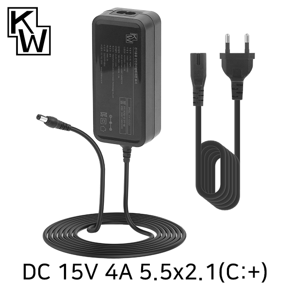 KW KW-A1540A(SK06T-1500400W2) 15V 4A SMPS 아답터(5.5x2.1mm／C+) / 인투피온