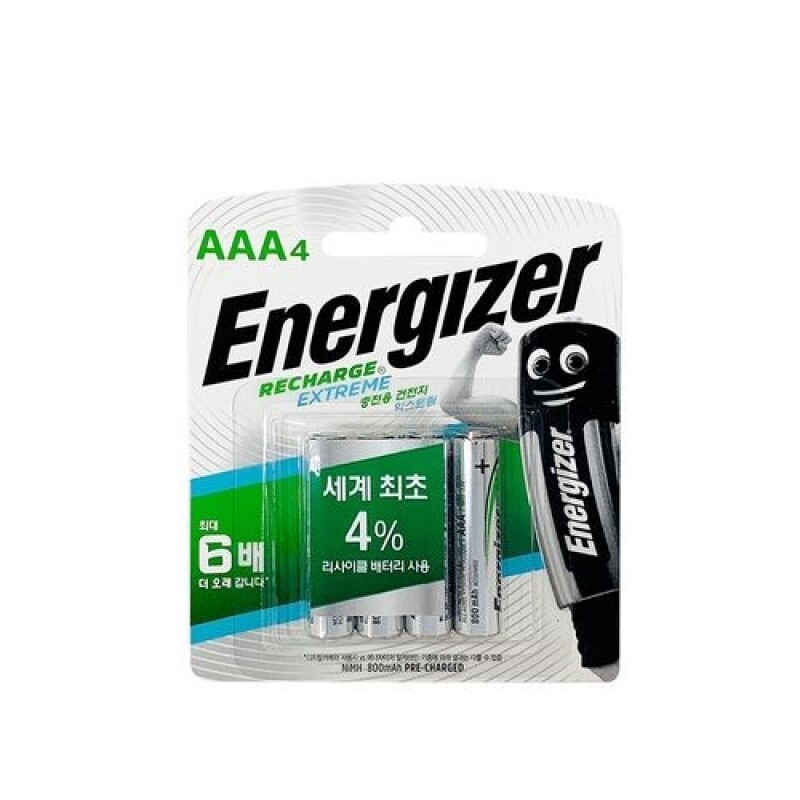 [Ni-MH충전지] 에너자이저 ENERGIZER 충전지 NH12BP4 AAA충전지 4개입 1.2V 800mAh / 인투피온